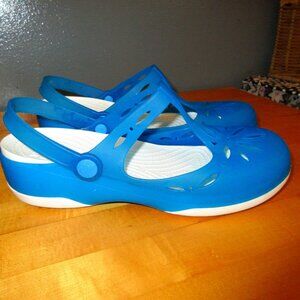 Crocs Blue Jelly Mary Jane Sandals womens sz 8